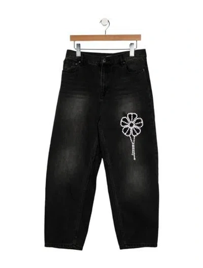 Pre-owned Area High-rise Straight Leg Jeans In Black