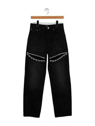 Pre-owned Area High-rise Straight Leg Jeans In Black