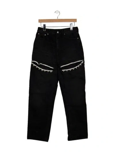 Pre-owned Area High-rise Straight Leg Jeans In Black
