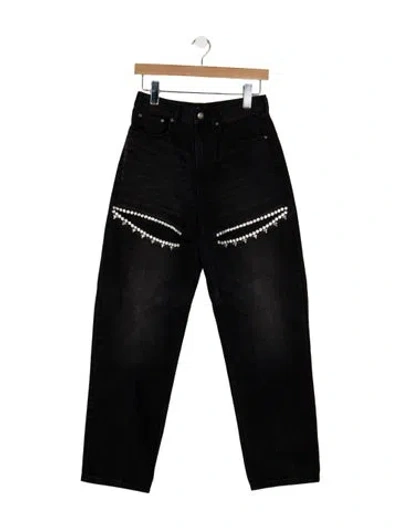 Pre-owned Area High-rise Straight Leg Jeans In Black