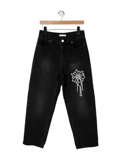 Pre-owned Area High-rise Straight Leg Jeans In Black