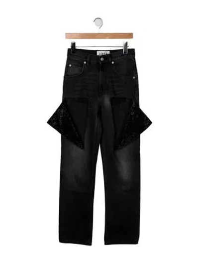 Pre-owned Area High-rise Straight Leg Jeans In Black