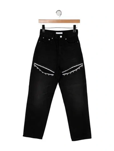 Pre-owned Area High-rise Straight Leg Jeans In Black