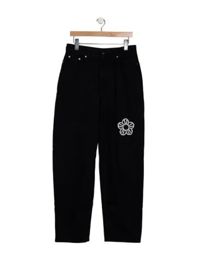 Pre-owned Area High-rise Straight Leg Jeans In Black