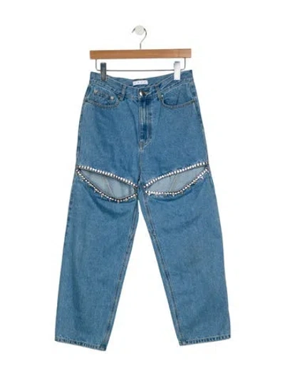 Pre-owned Area High-rise Straight Leg Jeans In Blue