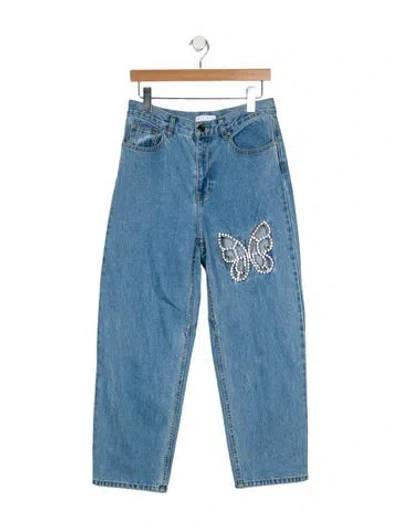 Pre-owned Area High-rise Straight Leg Jeans In Blue