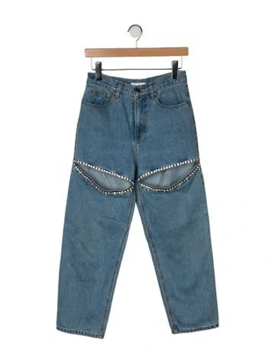 Pre-owned Area High-rise Straight Leg Jeans In Blue