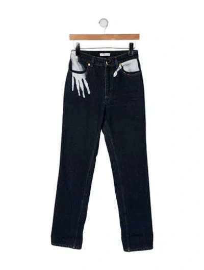 Pre-owned Area High-rise Straight Leg Jeans In Blue