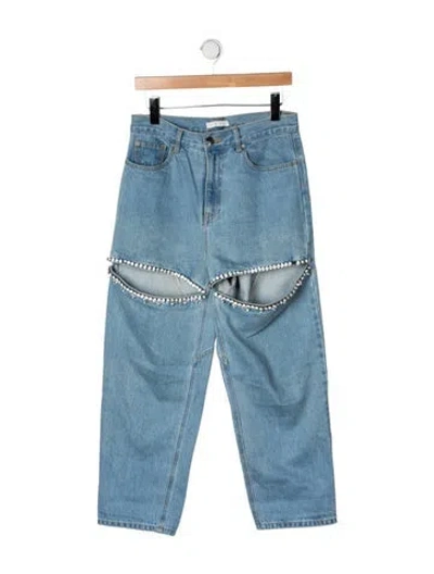 Pre-owned Area High-rise Straight Leg Jeans In Blue