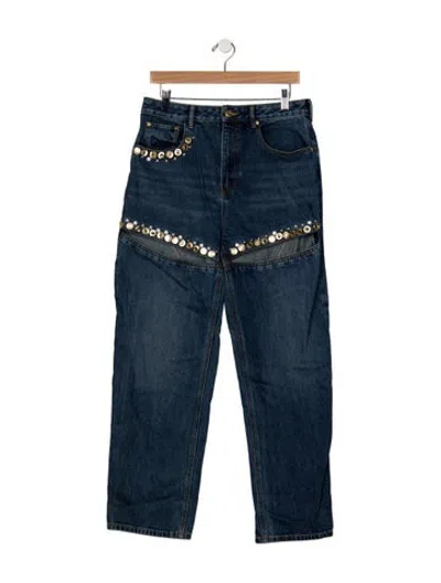 Pre-owned Area High-rise Straight Leg Jeans In Blue