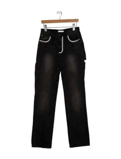 Pre-owned Area High-rise Straight Leg Jeans W/ Tags In Black