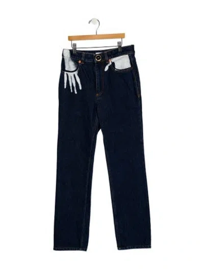 Pre-owned Area High-rise Straight Leg Jeans W/ Tags In Blue