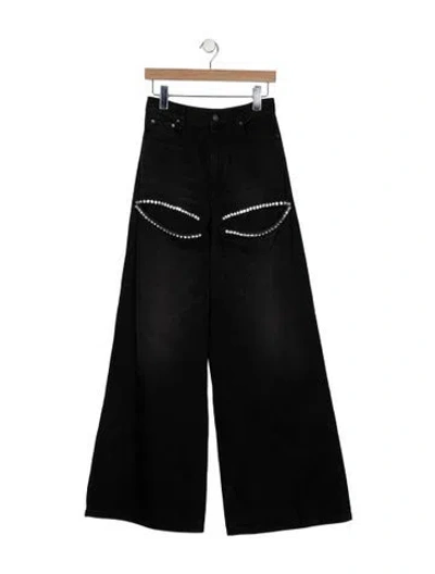 Pre-owned Area High-rise Wide Leg Jeans In Black