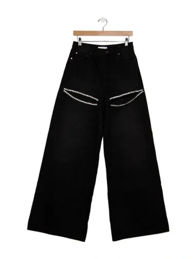 Pre-owned Area High-rise Wide Leg Jeans In Black
