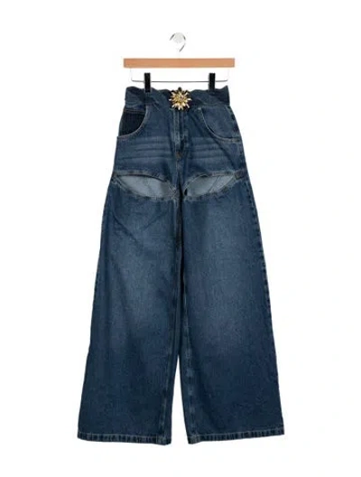 Pre-owned Area High-rise Wide Leg Jeans In Blue