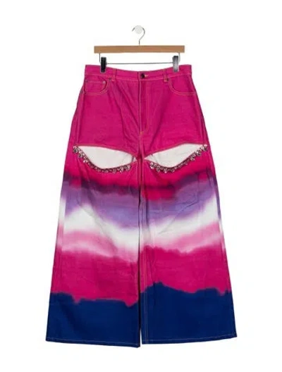 Pre-owned Area High-rise Wide Leg Jeans In Pink