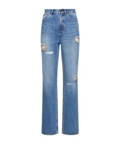 Area Hole-decorated High-rise Jeans In Blue