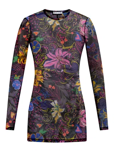 AREA HOTFIX PRINTED TULLE MINI DRESS