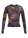 Area Hotfix Printed Tulle Long Sleeve Top In Multi