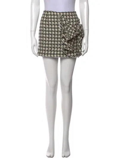 Pre-owned Area Houndstooth Print Mini Skirt In Neutral