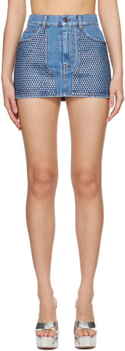 Area Crystal Embellished Mini Skirt Medium Indigo