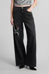 Area Crystal Chain Cutout Relaxed Jeans Washed Black In Black