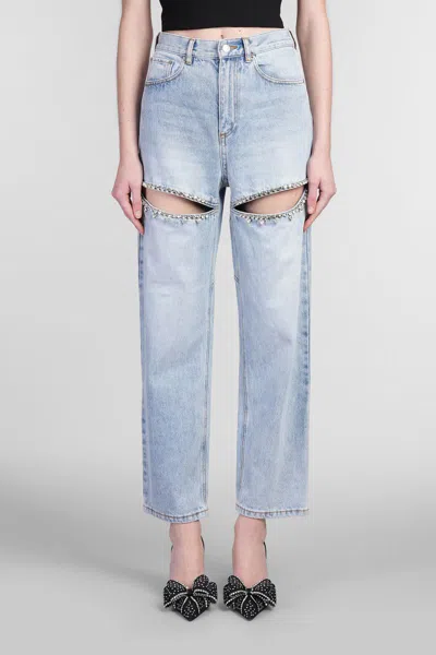 Area Crystal Slit Jeans In Light Blue