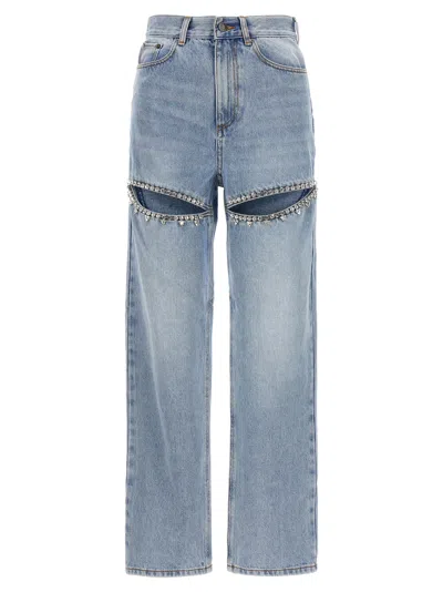 Area Jeans Crystal Slit In Light Blue