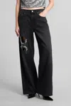 Area Crystal Chain Cutout Relaxed Jeans Washed Black In Black
