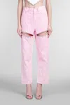 Area Mid-rise Crystal-slit Straight-leg Ankle Jeans In Rose-pink