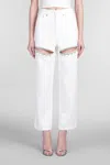 Area Crystal Slit Straight-leg Jeans In White
