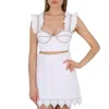 Area Cotton Bustier Top With Crystals In White