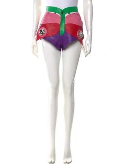 Pre-owned Area Lamb Leather Mini Shorts In Multi