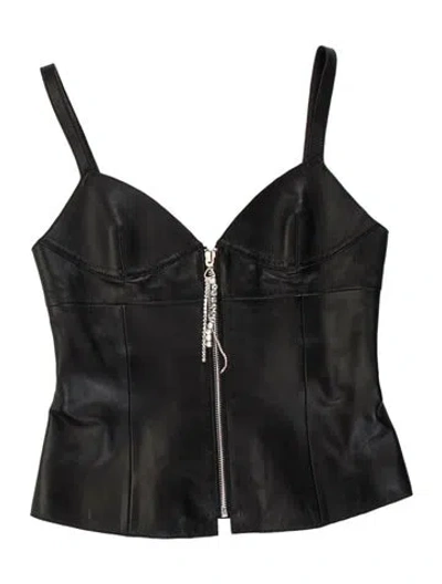 Pre-owned Area Lamb Leather V-neck Top In Grey