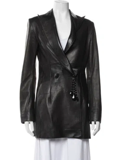 Pre-owned Area Leather Blazer In Black