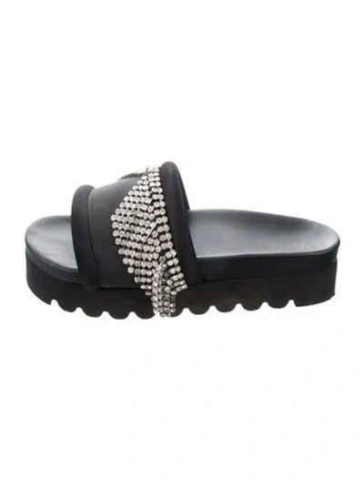 Pre-owned Area Leather Crystal Embellishments Slides In Blue