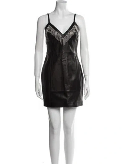 Pre-owned Area Leather Mini Dress In Black