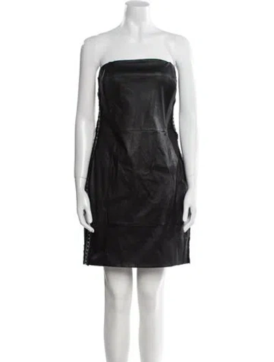 Pre-owned Area Leather Mini Dress In Black
