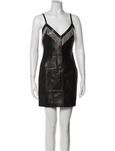 Pre-owned Area Leather Mini Dress In Black