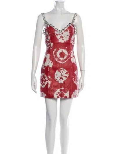 Pre-owned Area Leather Mini Dress In Red
