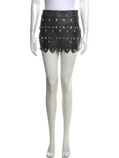 Pre-owned Area Leather Mini Skirt In Black