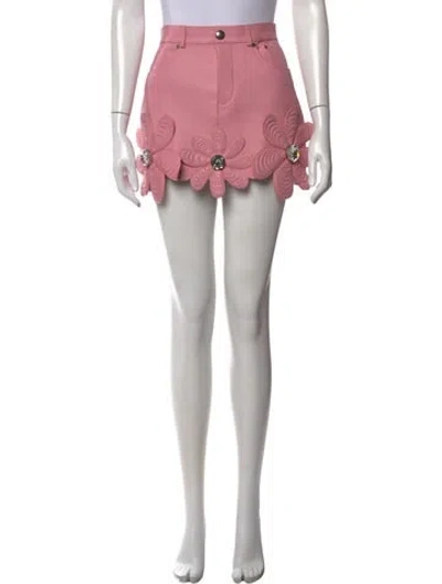 Pre-owned Area Leather Mini Skirt In Pink