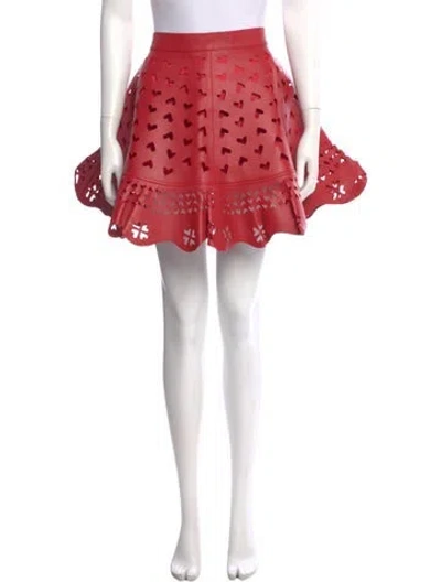 Pre-owned Area Leather Mini Skirt In Red