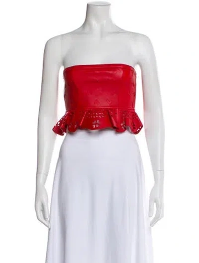 Pre-owned Area Leather Patterned Crop Top In Pink