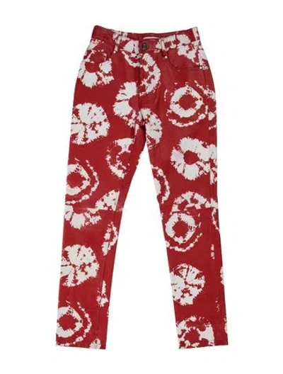 Pre-owned Area Leather Skinny Leg Pants In Red