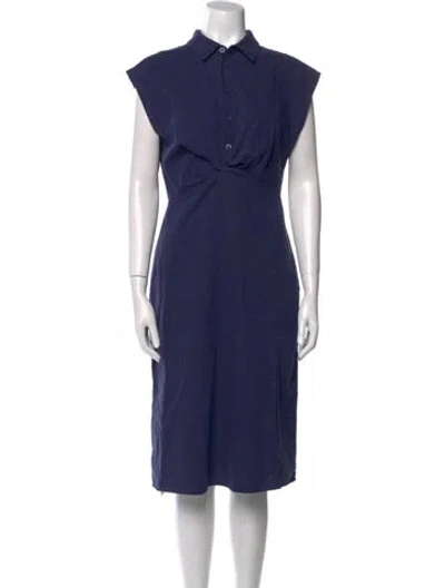 Pre-owned Area Linen Midi Length Dress In Blue