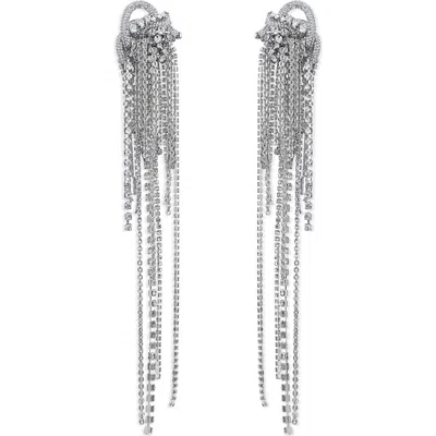 Area Long Messy Chain Drop Earrings In Silver