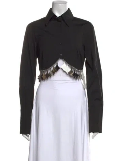 Pre-owned Area Long Sleeve Button-up Top In Black