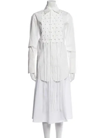 Pre-owned Area Long Sleeve Button-up Top In White