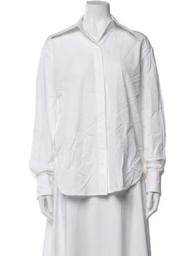Pre-owned Area Long Sleeve Button-up Top In White